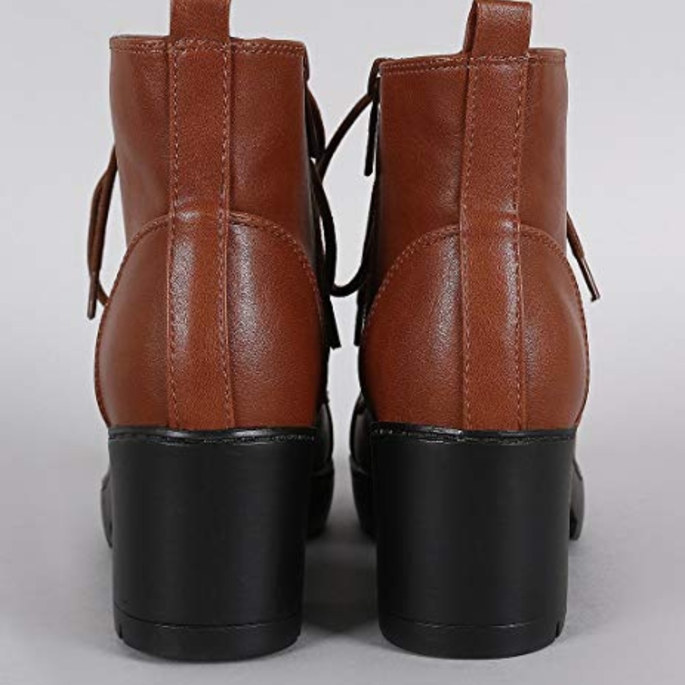 Lug Combat Cap Toe Booties Women's  Ankle Booties - Picture 4 of 4
